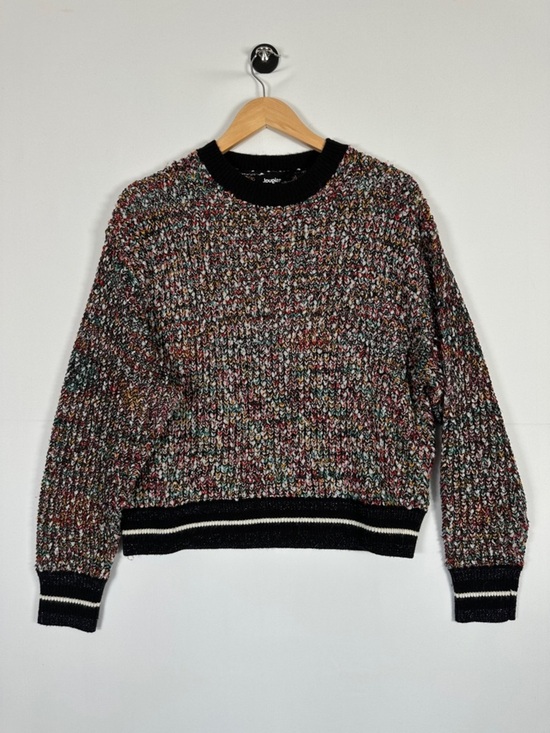 Desigual Sweaters - Desigual Metallic Knit Sweater Multicolor Textured Pullover Statement Size L
